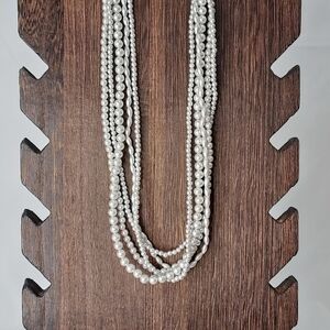 MARVELLA Multi Strand Gray/Silver Foux Pearl Necklace